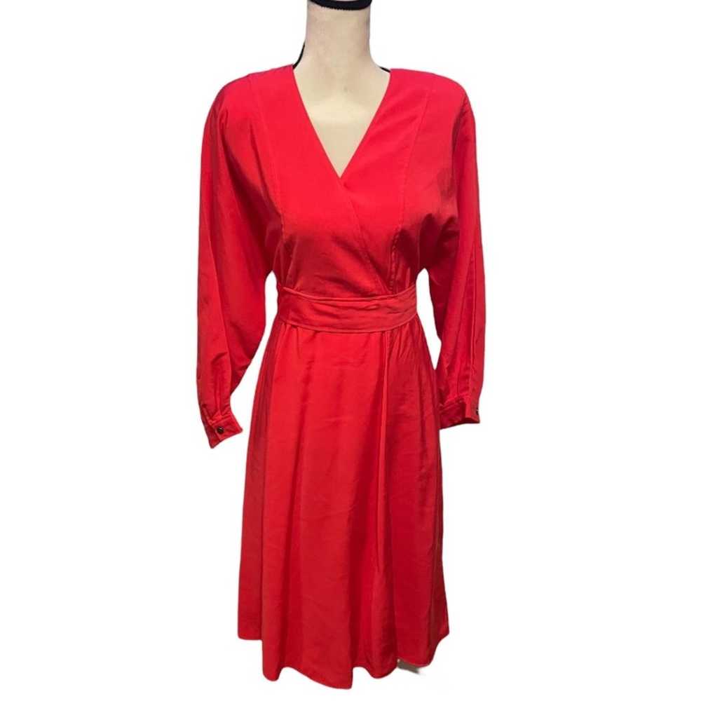 ba&sh Cauka Red Belted Tie Waist Crossover Dress … - image 2