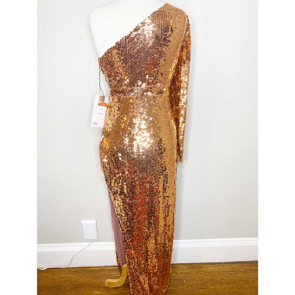 Mac Duggal Copper Sequin One Sleeve High Slit Dre… - image 6