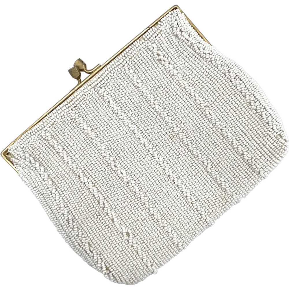 SUMMERY White Beaded Vintage Clutch - Richere Mad… - image 1