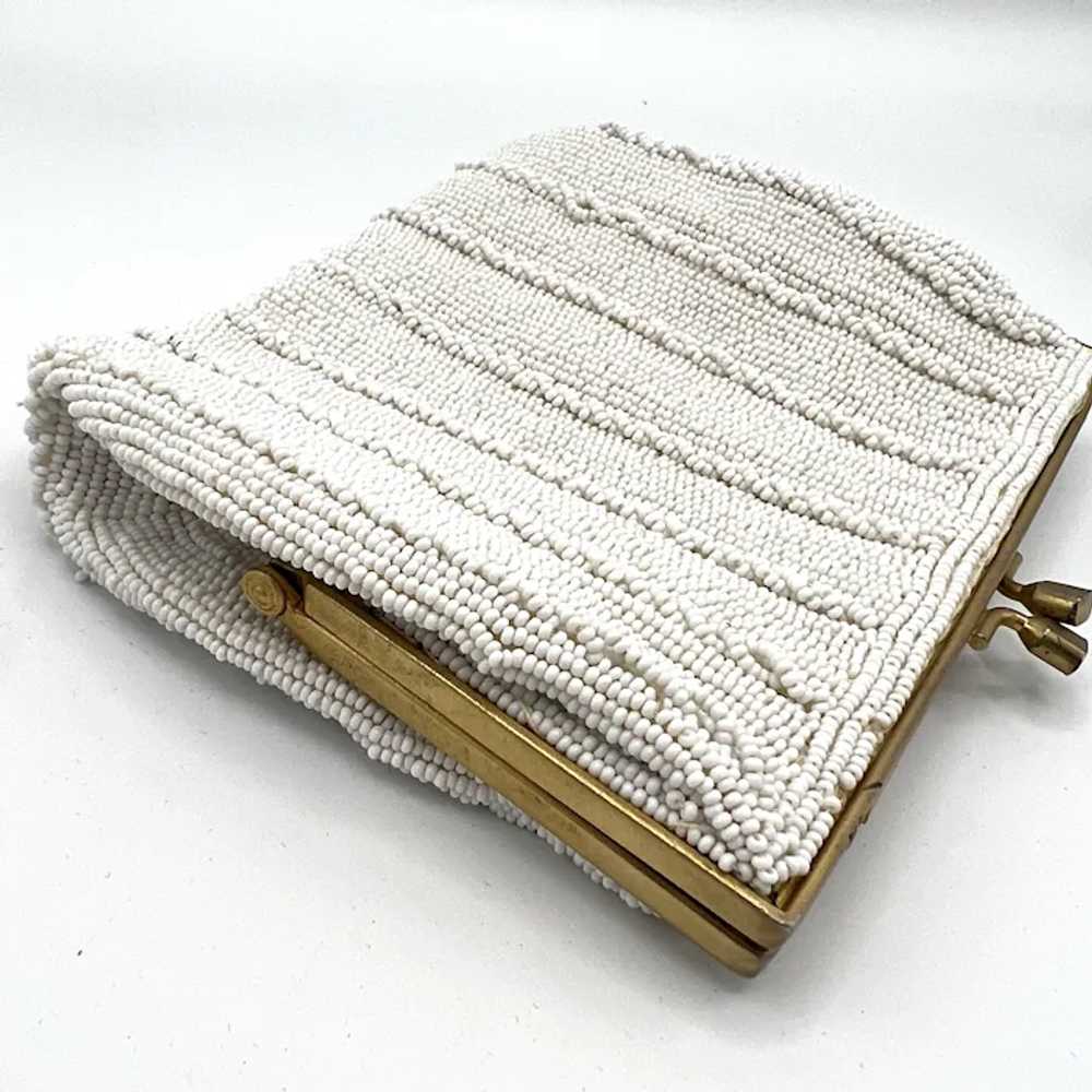SUMMERY White Beaded Vintage Clutch - Richere Mad… - image 3