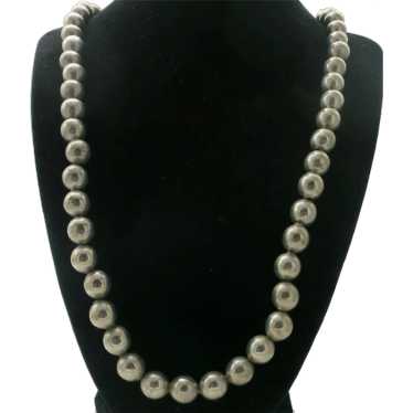 Taxco Mexico Sterling Bead Necklace Silver "Pearl… - image 1