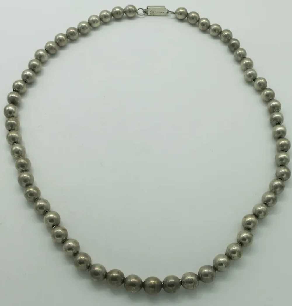 Taxco Mexico Sterling Bead Necklace Silver "Pearl… - image 6