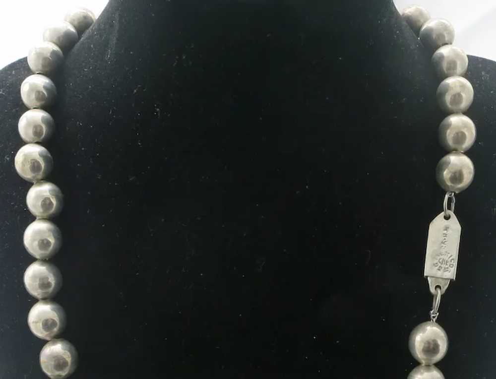 Taxco Mexico Sterling Bead Necklace Silver "Pearl… - image 8