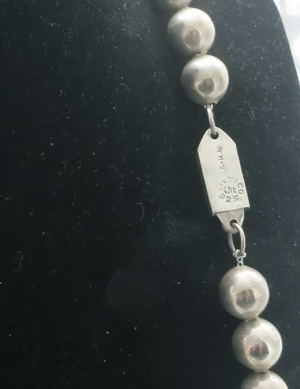 Taxco Mexico Sterling Bead Necklace Silver "Pearl… - image 9