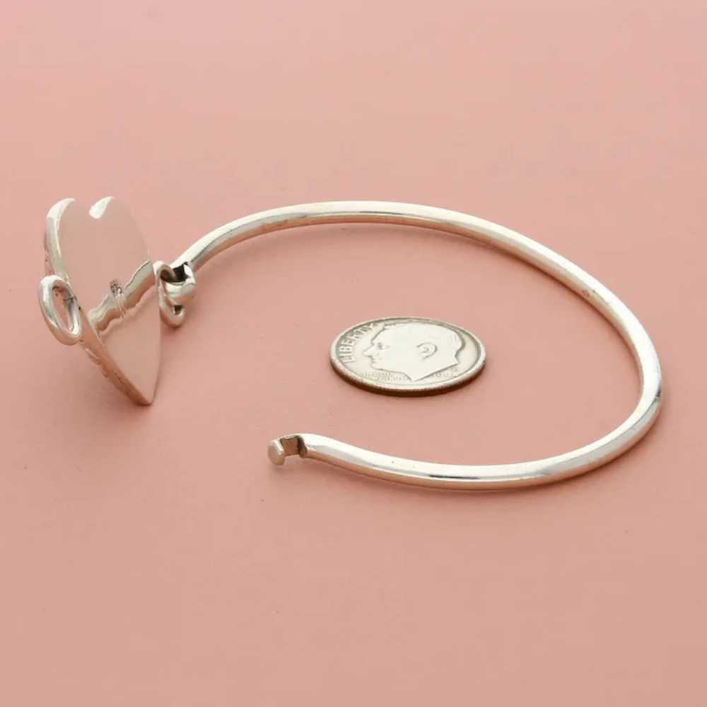 Sterling Silver Scroll Dome Heart Hook-On Bangle … - image 4