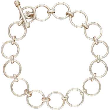 Sterling Silver 12Mm Ring Link Chain Toggle Bracel