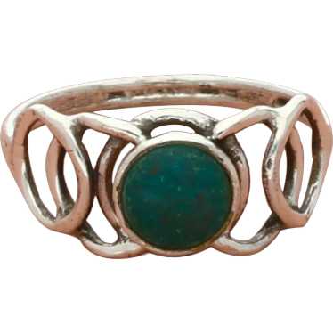 Sterling Silver Chrysocolla Open Circles Ring Size