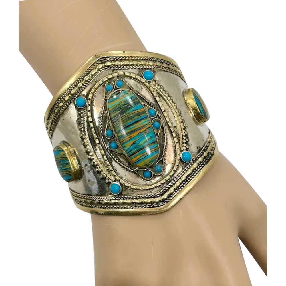 Afghan Bracelet, Middle Eastern, Art Glass, Uniqu… - image 1