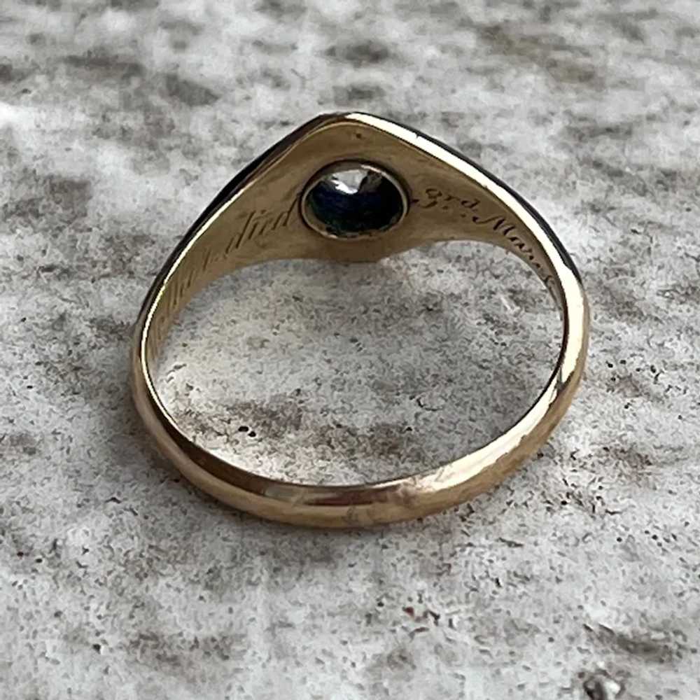 Blace enamel  and Diamond Mourning Ring, Late Vic… - image 3