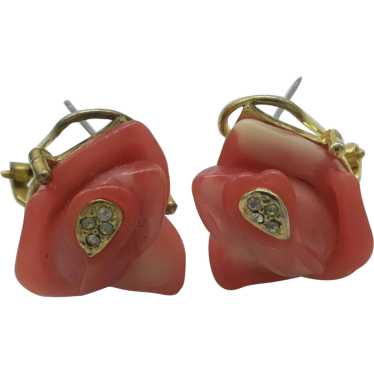 Faux Coral Rose Earrings Carucci - image 1