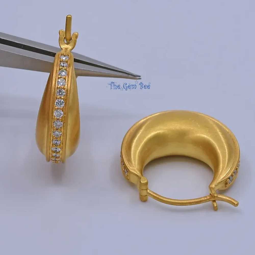 15.5mm 18K Solid Yellow Gold Diamond Accent Handm… - image 2