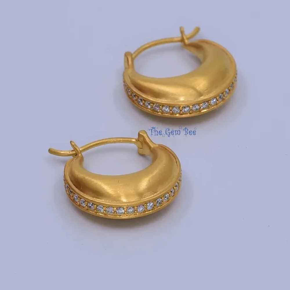 15.5mm 18K Solid Yellow Gold Diamond Accent Handm… - image 4