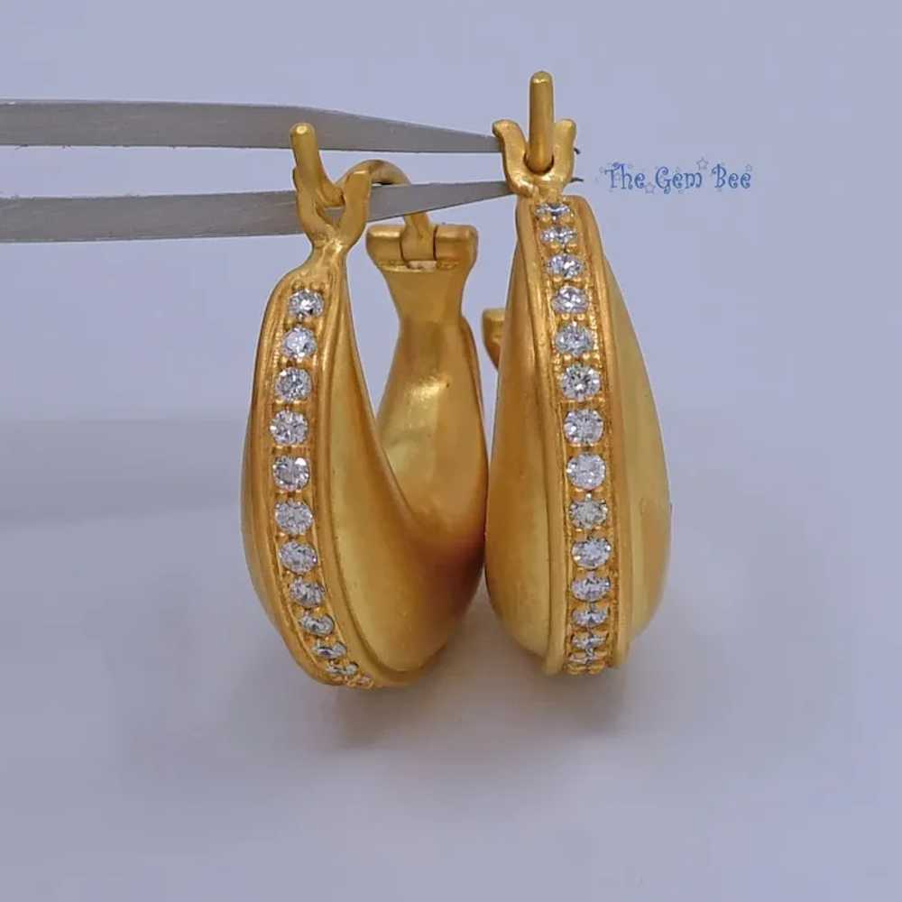 15.5mm 18K Solid Yellow Gold Diamond Accent Handm… - image 6