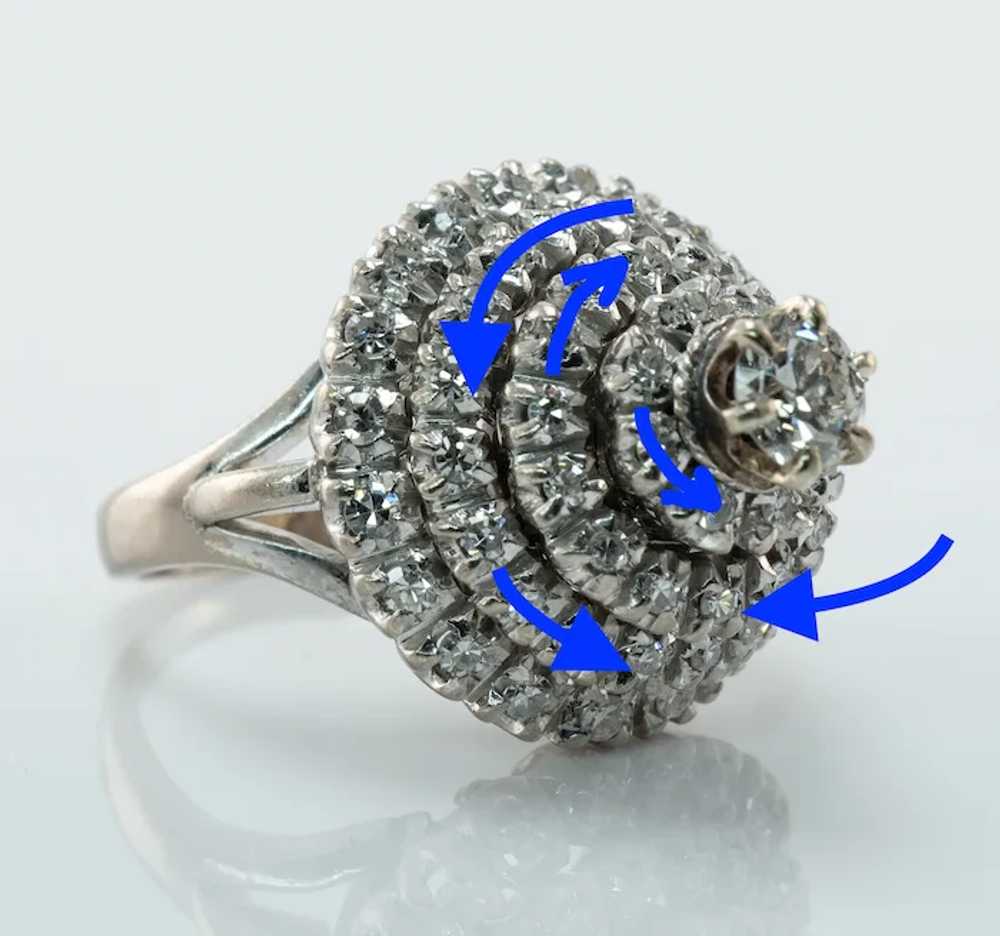 Natural Diamond Ring Motion Spinning 18K White Go… - image 8