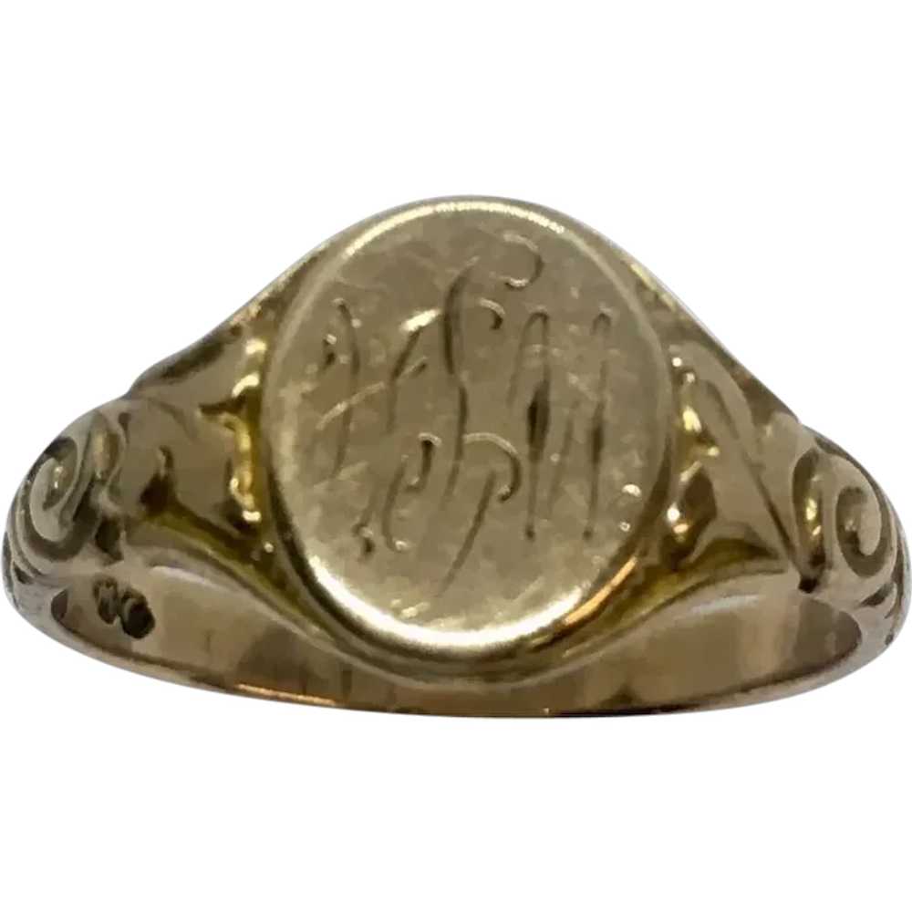 Vintage Antique Victorian Signet Ring 14k Yellow … - image 1