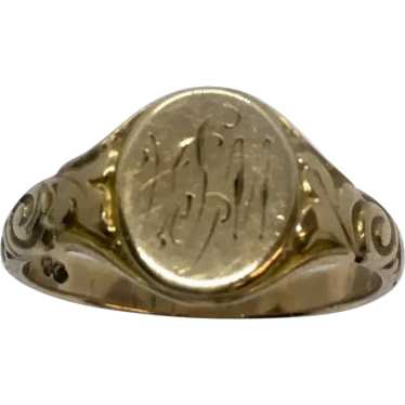 Vintage Antique Victorian Signet Ring 14k Yellow … - image 1