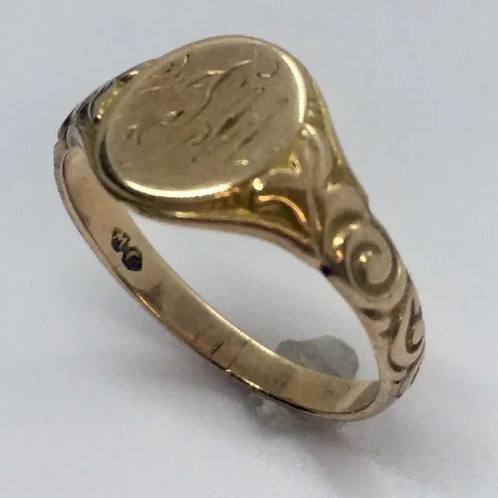 Vintage Antique Victorian Signet Ring 14k Yellow … - image 2