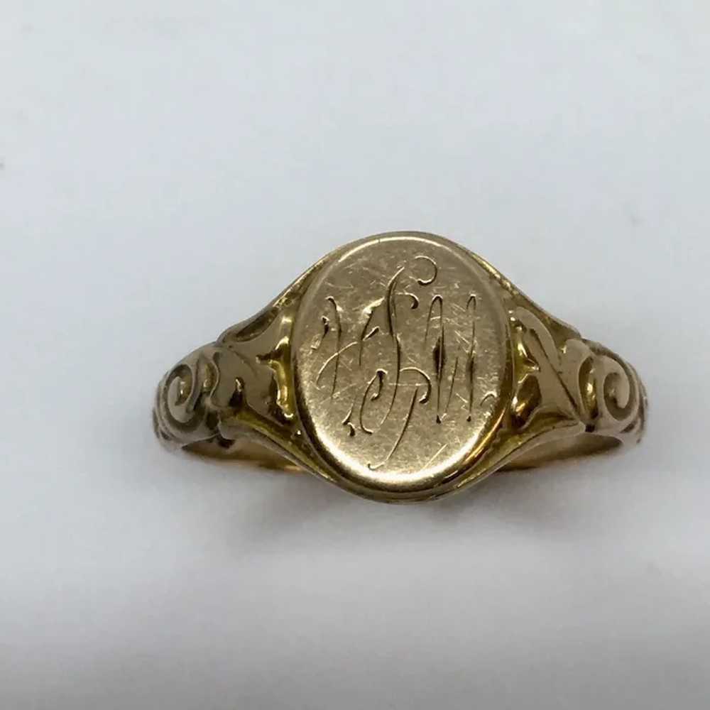 Vintage Antique Victorian Signet Ring 14k Yellow … - image 4