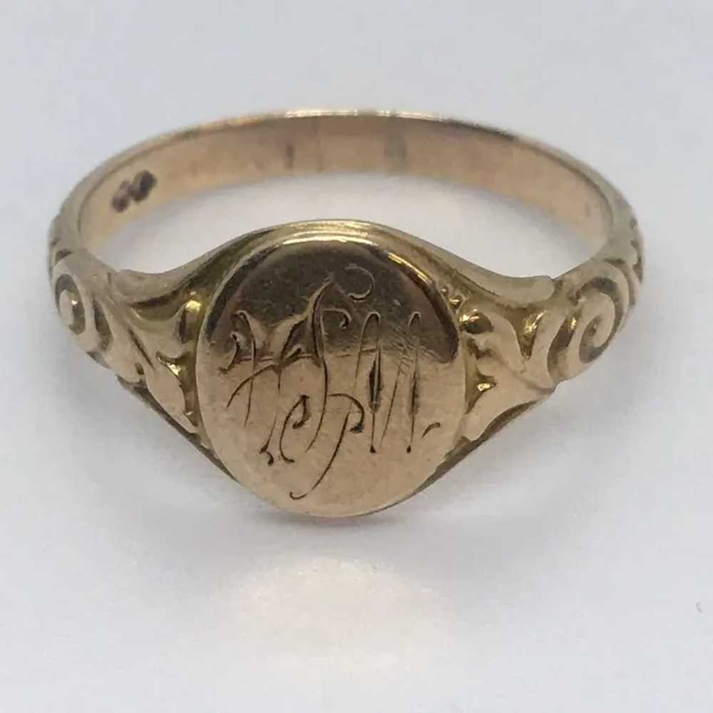 Vintage Antique Victorian Signet Ring 14k Yellow … - image 6