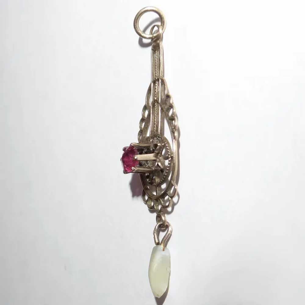 10k Yellow Gold Lavaliere Pendant w Paste - image 5