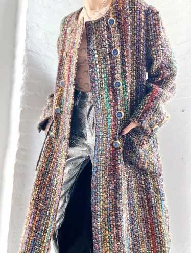 artisan rainbow tweed pea coat - image 1