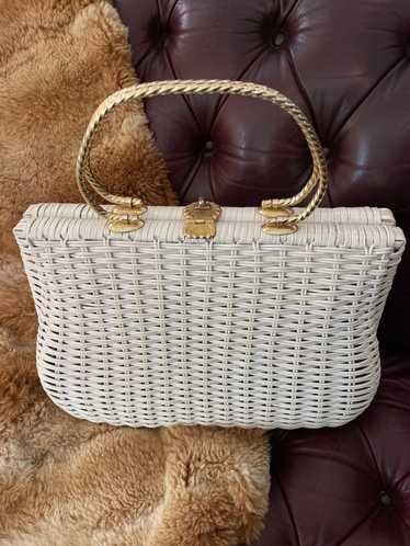 Large Woven White Purse