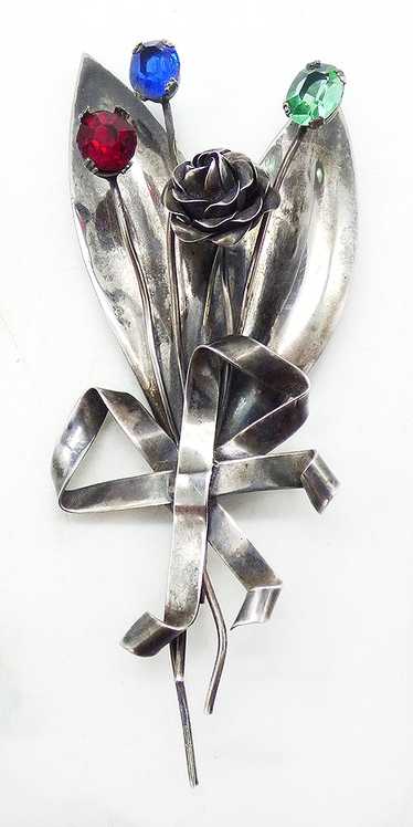 Coro Sterling Floral Bouquet Brooch