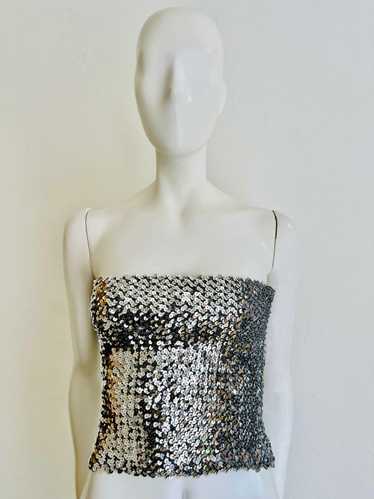 80's Silver Stretch Sequin Tube Top