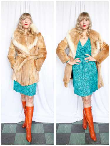 1970s Blonde Mink Fur Wrap Coat - M/L - image 1