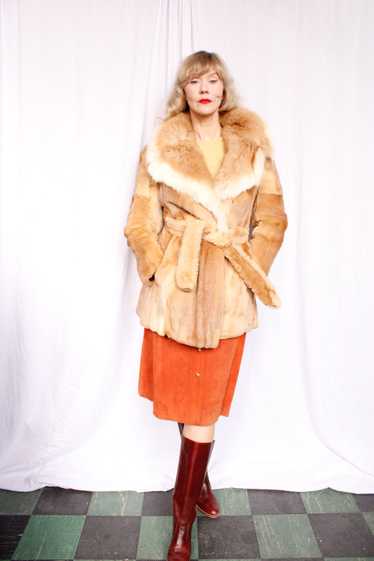 1970s Blonde Guanaco Fur Wrap Coat - M/L - image 1