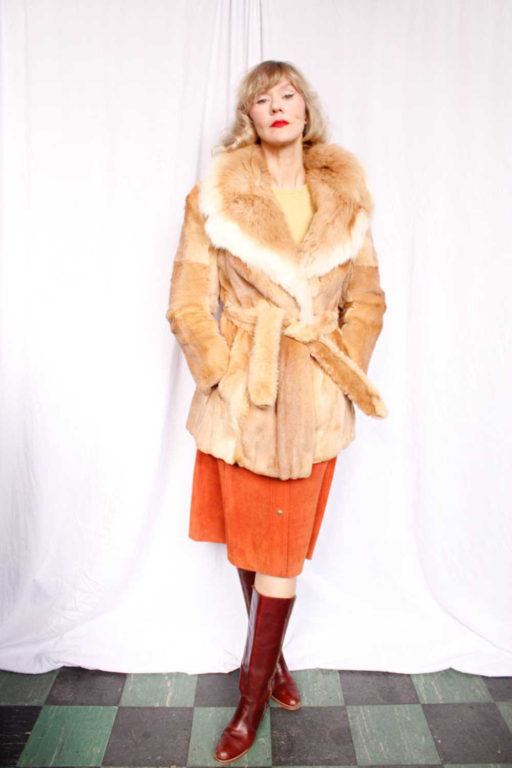 1970s Blonde Guanaco Fur Wrap Coat - M/L - image 2