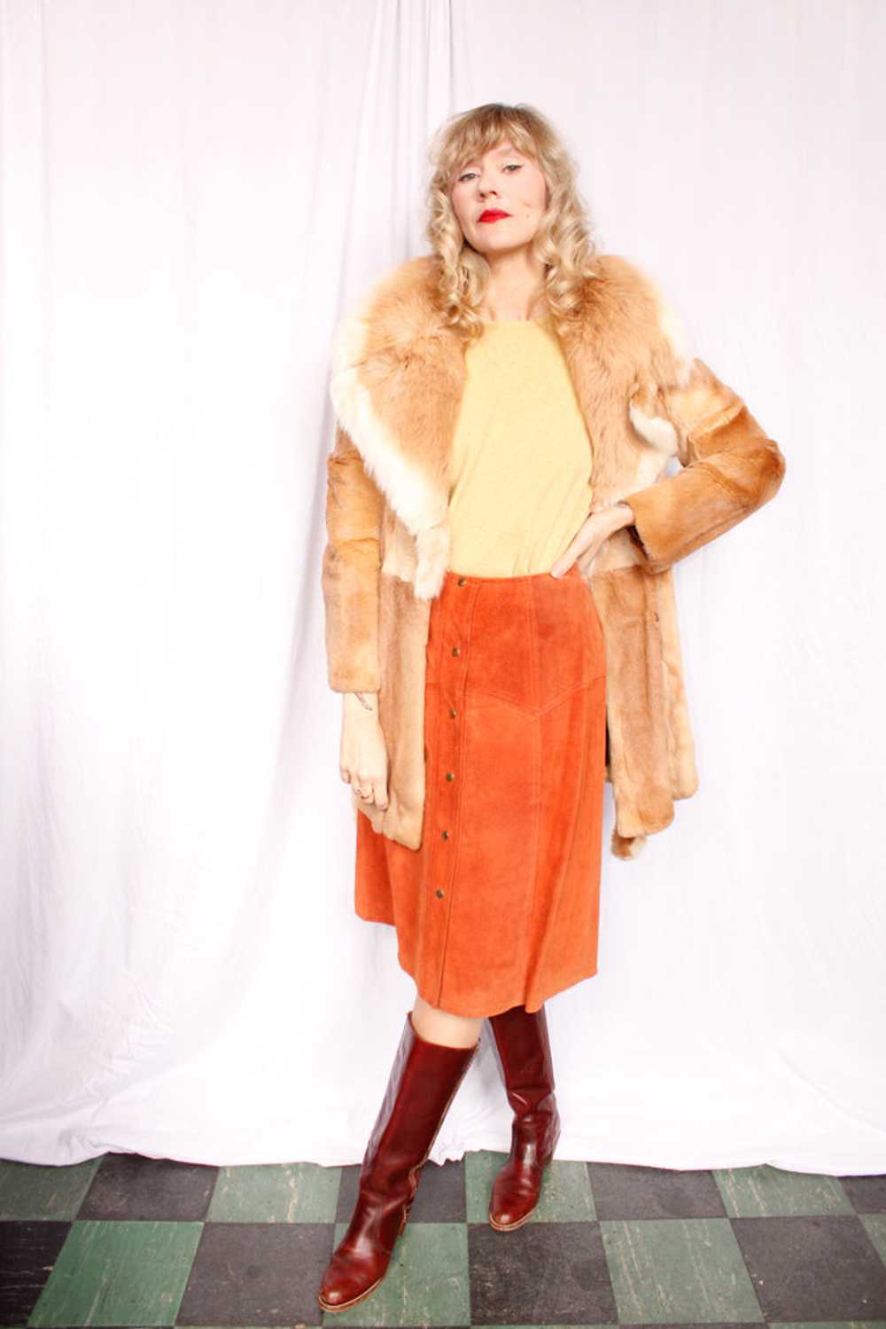 1970s Blonde Guanaco Fur Wrap Coat - M/L - image 3