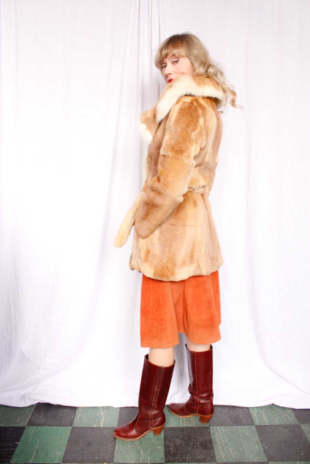 1970s Blonde Guanaco Fur Wrap Coat - M/L - image 4