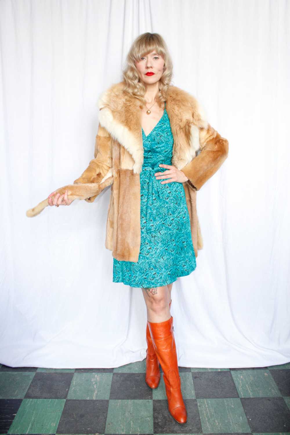 1970s Blonde Mink Fur Wrap Coat - M/L - image 7