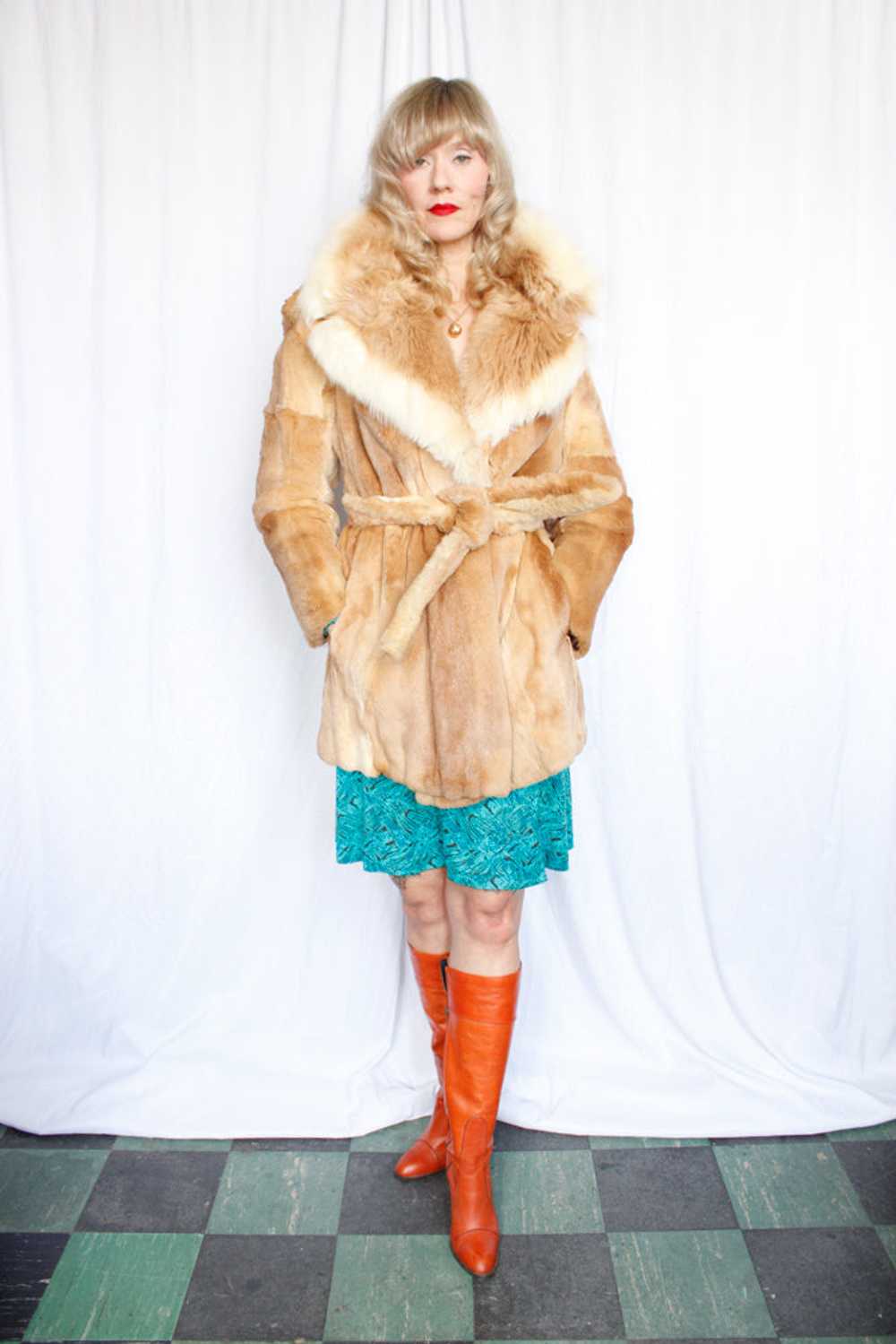 1970s Blonde Mink Fur Wrap Coat - M/L - image 9