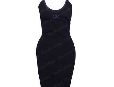Chanel Navy Knit Dress CC Logo - image 1