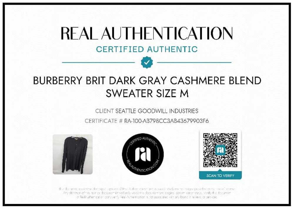 Burberry Brit Dark Gray Cashmere Blend Sweater MN… - image 7