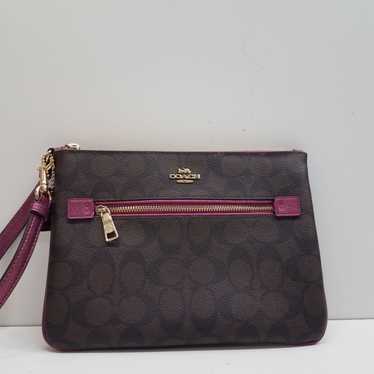 Coach Signature Gallery Pouch Brown Magenta - image 1