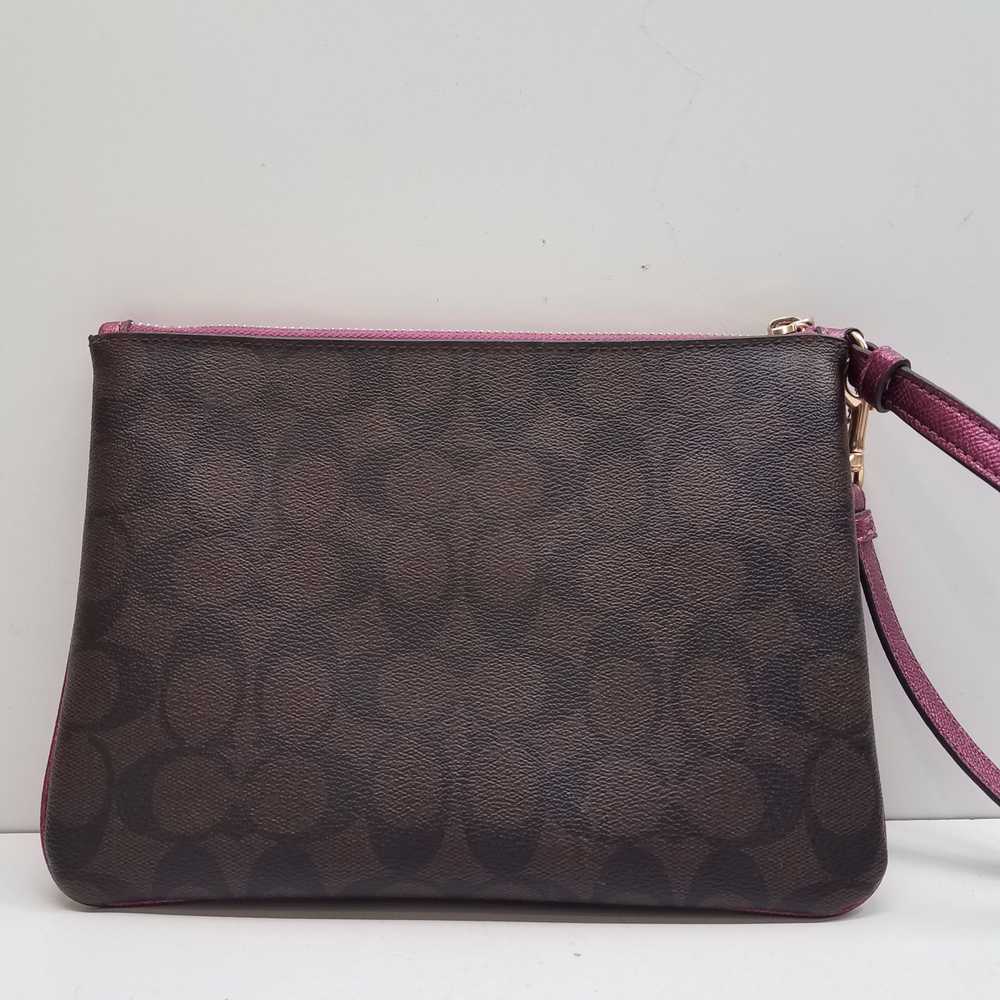 Coach Signature Gallery Pouch Brown Magenta - image 2