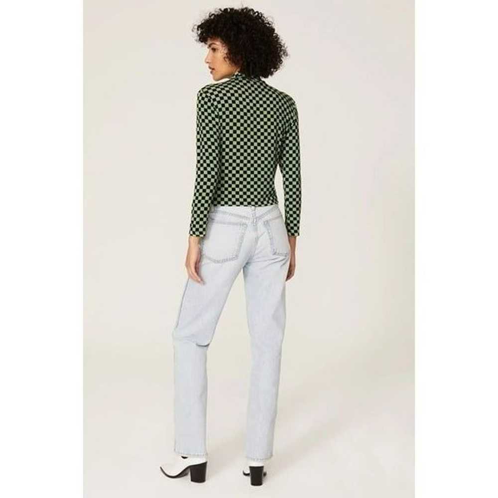 Rixo Tully Check Turtleneck Top Green Womens Size… - image 6