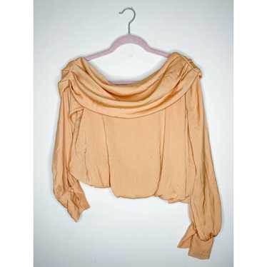 Free People Jenna Satin Top in Suntan Size XS FRE2