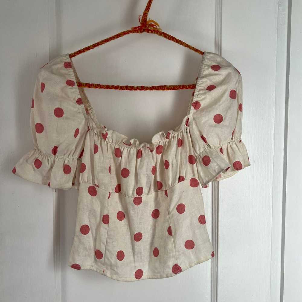 Reformation Polka Dot Linen Top in Andie - image 1