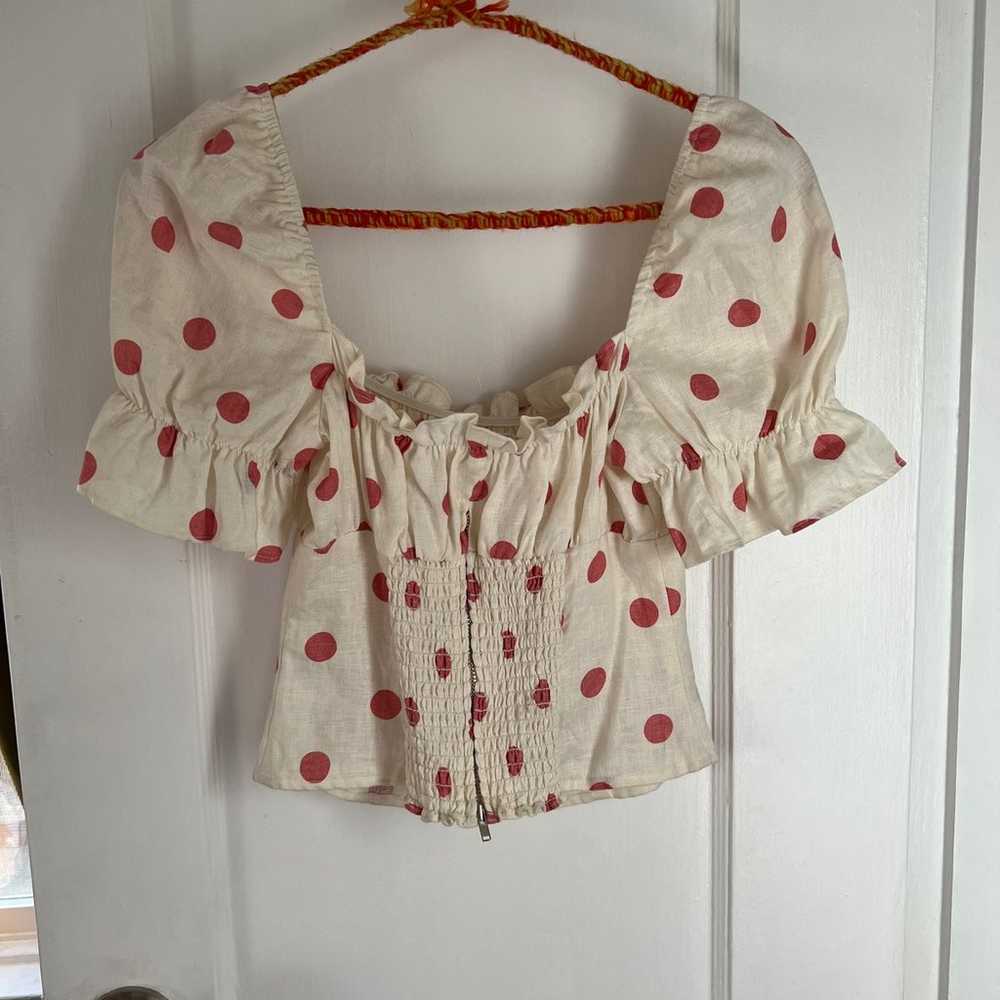 Reformation Polka Dot Linen Top in Andie - image 2