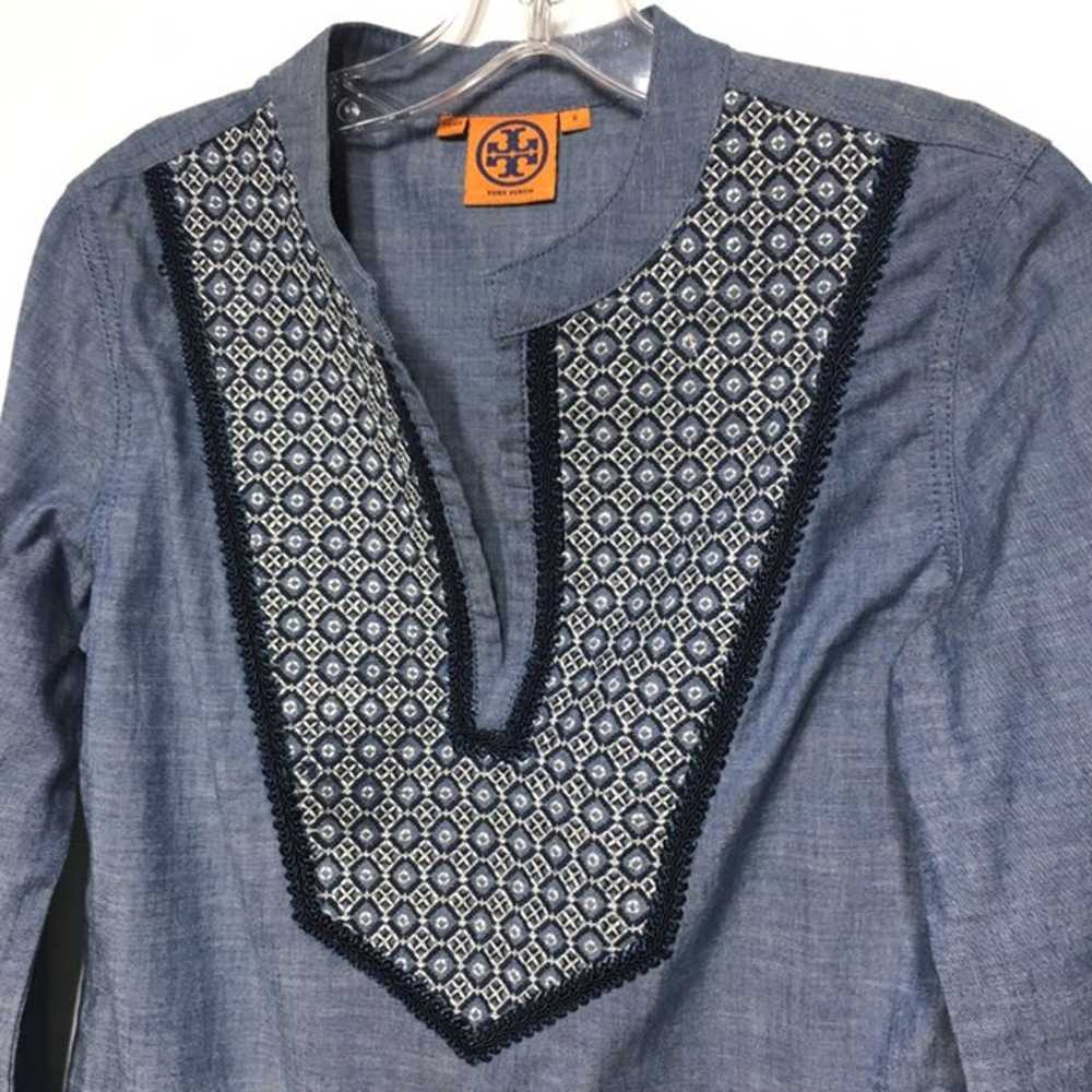 Tory Burch Chambray Embroidered Tunic Bl - image 6