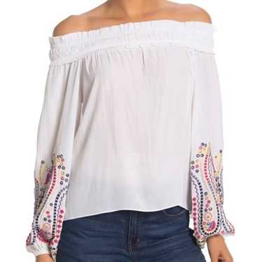 Ramy Brooke White Carly Off The Shoulder Embroide… - image 1
