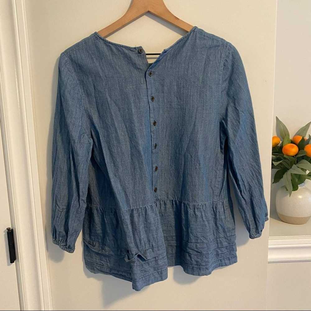 THE GREAT. Cotton Button Back Chambray Denim Top 0 - image 11