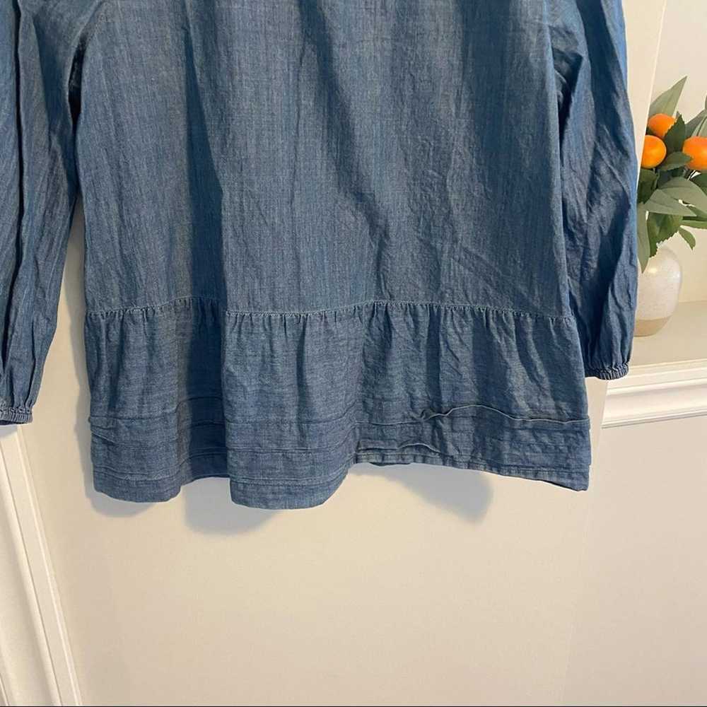 THE GREAT. Cotton Button Back Chambray Denim Top 0 - image 8
