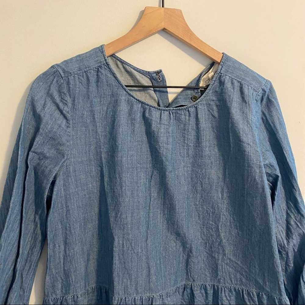 THE GREAT. Cotton Button Back Chambray Denim Top 0 - image 9