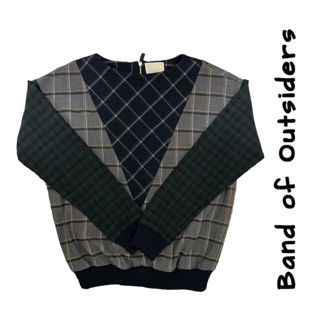 Band Of Outsiders Italy Plaid Color Block Long Sl… - image 2