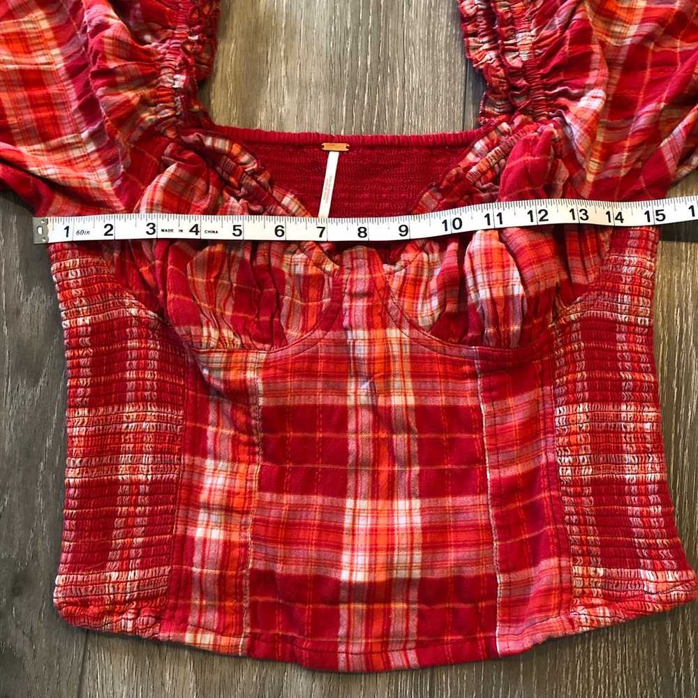 Free People Cherry Bomb Red Plaid Top Size Small - image 5